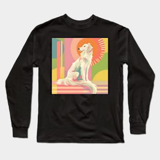 70s Borzoi Vibes: Pastel Pup Parade Long Sleeve T-Shirt